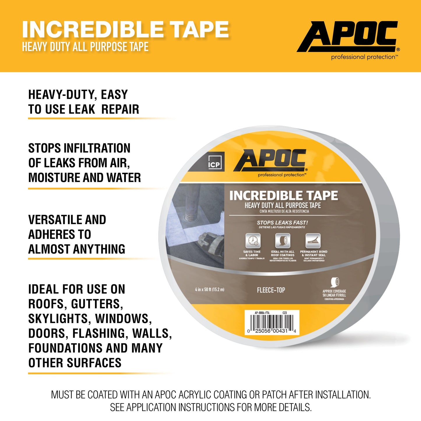 APOC<sup>®</sup> Incredible<sup>®</sup> Tape<br>Heavy Duty All Purpose Fleece-Top Tape